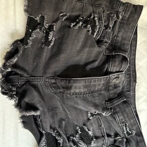 American Eagle Outfitters Black Distressed Jean Shorts